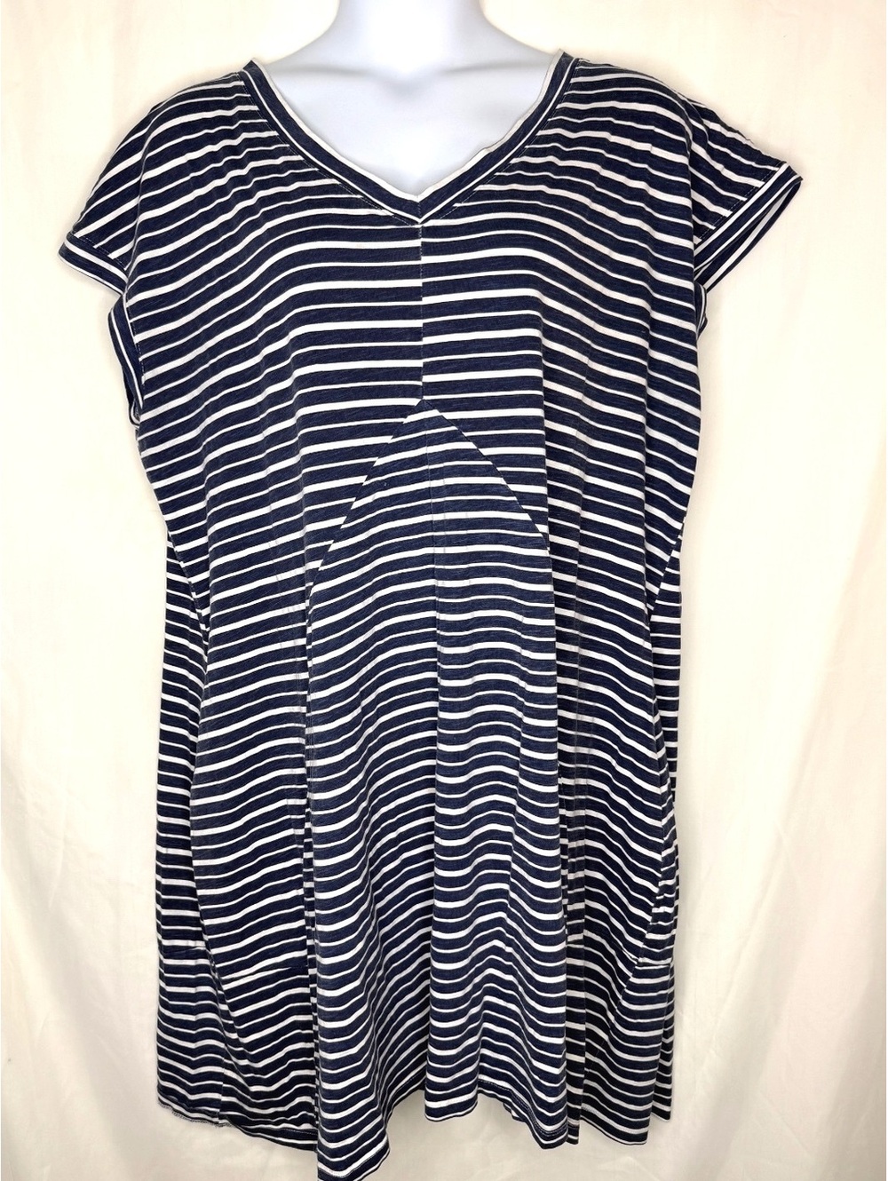 Zim & Zoe Navy Striped 100% Cotton T-Shirt Dress